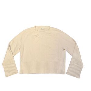 LILYSILK Women’s Wool Cashmere Sweater Off White Crewneck Pullover Size XS cozy